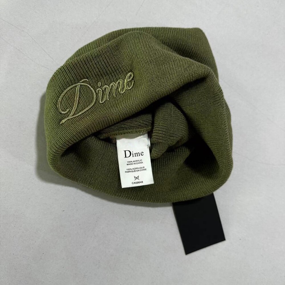 DIME Dark Green Embroidered Knitted Hat - Picture 3 of 3